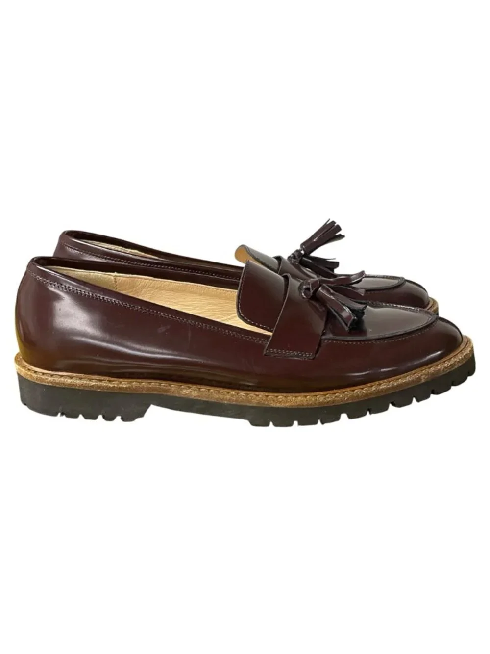 Vivi G Tassel Loafers Brown Sz 38.5 (EU) Made in Italy Preppy
